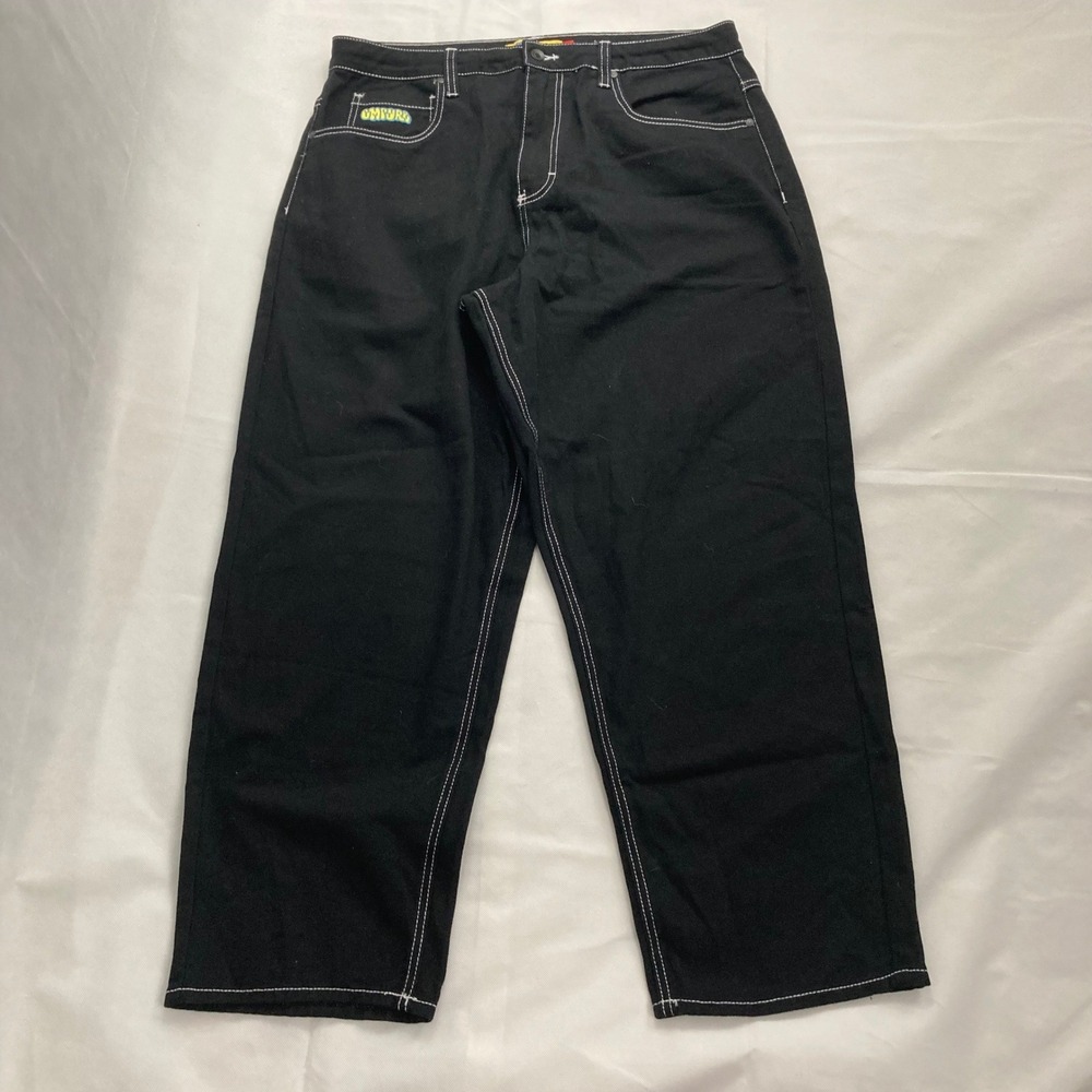 Empyre Loose Fit Skate Pants Mens 34 Black Streetwear Baggy Cotton Denim Jeans